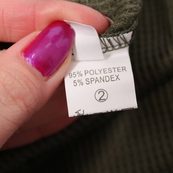 Anna Kaci Olive Waffle Knit Thermal Oversized Drop Shoulder V-Neck Top Size M - Picture 9 of 11